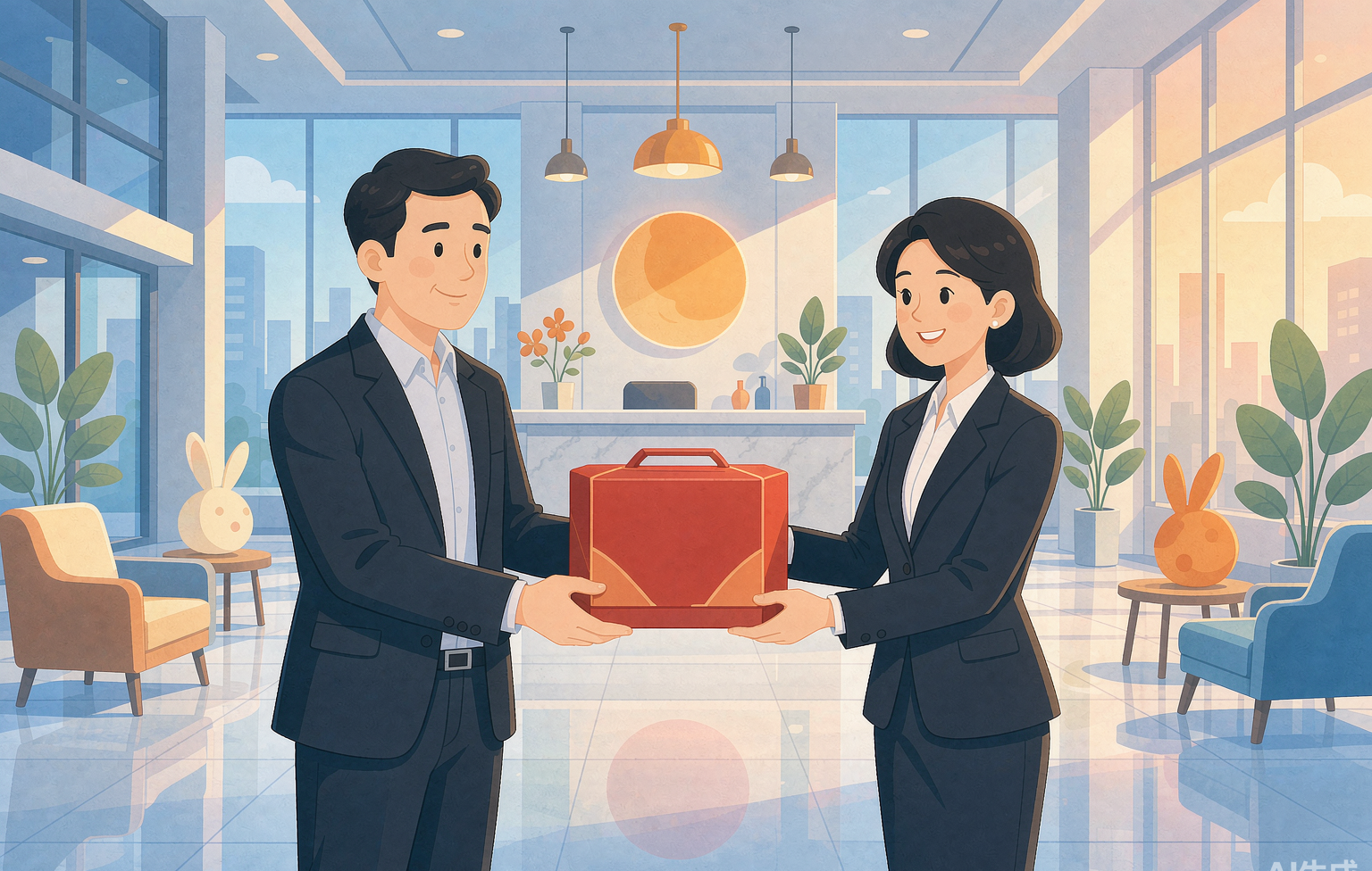 老板给客户送月饼礼盒